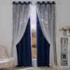imageNICETOWN Girls Curtains for Bedroom Kids Room Decor White Mosquito Net amp Blackout Ombre Drapes Mix amp Match Star Cut Curtain Panels for Nursery Teal amp Purple Each is W52 x L84 Sold by 2 PCsMoon Star  Navy