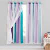 imageNICETOWN Girls Curtains for Bedroom Kids Room Decor White Mosquito Net amp Blackout Ombre Drapes Mix amp Match Star Cut Curtain Panels for Nursery Teal amp Purple Each is W52 x L84 Sold by 2 PCsTeal  Purple