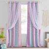 imageNICETOWN Girls Curtains for Bedroom Kids Room Decor White Mosquito Net amp Blackout Ombre Drapes Mix amp Match Star Cut Curtain Panels for Nursery Teal amp Purple Each is W52 x L84 Sold by 2 PCsBlue  Purple  Pink