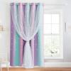 imageNICETOWN Girls Curtains for Bedroom Kids Room Decor White Mosquito Net amp Blackout Ombre Drapes Mix amp Match Star Cut Curtain Panels for Nursery Teal amp Purple Each is W52 x L84 Sold by 2 PCsBlue  Purple  Pink
