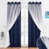imageNICETOWN Girls Curtains for Bedroom Kids Room Decor White Mosquito Net amp Blackout Ombre Drapes Mix amp Match Star Cut Curtain Panels for Nursery Teal amp Purple Each is W52 x L84 Sold by 2 PCsMoon Star  Navy