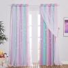 imageNICETOWN Girls Curtains for Bedroom Kids Room Decor White Mosquito Net amp Blackout Ombre Drapes Mix amp Match Star Cut Curtain Panels for Nursery Teal amp Purple Each is W52 x L84 Sold by 2 PCsBlue  Purple  Pink