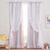 imageNICETOWN Girls Curtains for Bedroom Kids Room Decor White Mosquito Net amp Blackout Ombre Drapes Mix amp Match Star Cut Curtain Panels for Nursery Teal amp Purple Each is W52 x L84 Sold by 2 PCsPink  Grey
