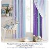 imageNICETOWN Girls Curtains for Bedroom Kids Room Decor White Mosquito Net amp Blackout Ombre Drapes Mix amp Match Star Cut Curtain Panels for Nursery Teal amp Purple Each is W52 x L84 Sold by 2 PCsTeal  Purple