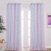 imageNICETOWN Girls Curtains for Bedroom Kids Room Decor White Mosquito Net amp Blackout Ombre Drapes Mix amp Match Star Cut Curtain Panels for Nursery Teal amp Purple Each is W52 x L84 Sold by 2 PCsBlue  Purple  Pink