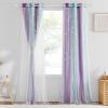 imageNICETOWN Girls Curtains for Bedroom Kids Room Decor White Mosquito Net amp Blackout Ombre Drapes Mix amp Match Star Cut Curtain Panels for Nursery Teal amp Purple Each is W52 x L84 Sold by 2 PCsTeal  Purple