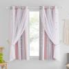 imageNICETOWN Girls Curtains for Bedroom Kids Room Decor White Mosquito Net amp Blackout Ombre Drapes Mix amp Match Star Cut Curtain Panels for Nursery Teal amp Purple Each is W52 x L84 Sold by 2 PCsPink  Grey