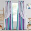 imageNICETOWN Girls Curtains for Bedroom Kids Room Decor White Mosquito Net amp Blackout Ombre Drapes Mix amp Match Star Cut Curtain Panels for Nursery Teal amp Purple Each is W52 x L84 Sold by 2 PCsTeal  Purple