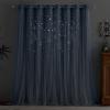 imageNICETOWN Girls Curtains for Bedroom Kids Room Decor White Mosquito Net amp Blackout Ombre Drapes Mix amp Match Star Cut Curtain Panels for Nursery Teal amp Purple Each is W52 x L84 Sold by 2 PCsMoon Star  Stone Blue