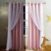 imageNICETOWN Girls Curtains for Bedroom Kids Room Decor White Mosquito Net amp Blackout Ombre Drapes Mix amp Match Star Cut Curtain Panels for Nursery Teal amp Purple Each is W52 x L84 Sold by 2 PCsMoon Star  Baby Pink