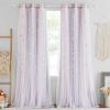 imageNICETOWN Girls Curtains for Bedroom Kids Room Decor White Mosquito Net amp Blackout Ombre Drapes Mix amp Match Star Cut Curtain Panels for Nursery Teal amp Purple Each is W52 x L84 Sold by 2 PCsPink  Grey