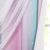 imageNICETOWN Girls Curtains for Bedroom Kids Room Decor White Mosquito Net amp Blackout Ombre Drapes Mix amp Match Star Cut Curtain Panels for Nursery Teal amp Purple Each is W52 x L84 Sold by 2 PCsBlue  Purple  Pink