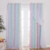 imageNICETOWN Girls Curtains for Bedroom Kids Room Decor White Mosquito Net amp Blackout Ombre Drapes Mix amp Match Star Cut Curtain Panels for Nursery Teal amp Purple Each is W52 x L84 Sold by 2 PCsPurple  Blue  Yellow