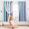 imageNICETOWN Girls Curtains for Bedroom Kids Room Decor White Mosquito Net amp Blackout Ombre Drapes Mix amp Match Star Cut Curtain Panels for Nursery Teal amp Purple Each is W52 x L84 Sold by 2 PCsTeal  Purple