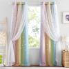 imageNICETOWN Kids Girls Bedroom Pink Curtains Star Cutout Blackout with White Sheer Pastel Nursery Window Curtain Panels for Thanksgiving Lavender Pink 2Pcs W52 x L84Rainbow1