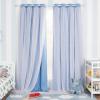 imageNICETOWN Kids Girls Bedroom Pink Curtains Star Cutout Blackout with White Sheer Pastel Nursery Window Curtain Panels for Thanksgiving Lavender Pink 2Pcs W52 x L84Blue