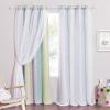 imageNICETOWN Kids Girls Bedroom Pink Curtains Star Cutout Blackout with White Sheer Pastel Nursery Window Curtain Panels for Thanksgiving Lavender Pink 2Pcs W52 x L84Purple  Blue  Yellow