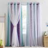 imageNICETOWN Kids Girls Bedroom Pink Curtains Star Cutout Blackout with White Sheer Pastel Nursery Window Curtain Panels for Thanksgiving Lavender Pink 2Pcs W52 x L84Teal  Purple