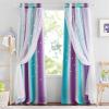 imageNICETOWN Kids Girls Bedroom Pink Curtains Star Cutout Blackout with White Sheer Pastel Nursery Window Curtain Panels for Thanksgiving Lavender Pink 2Pcs W52 x L84Teal  Purple