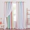 imageNICETOWN Kids Girls Bedroom Pink Curtains Star Cutout Blackout with White Sheer Pastel Nursery Window Curtain Panels for Thanksgiving Lavender Pink 2Pcs W52 x L84Rainbow3