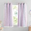 imageNICETOWN Kids Girls Bedroom Pink Curtains Star Cutout Blackout with White Sheer Pastel Nursery Window Curtain Panels for Thanksgiving Lavender Pink 2Pcs W52 x L84Purple  Blue  Pink
