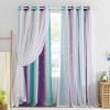 imageNICETOWN Kids Girls Bedroom Pink Curtains Star Cutout Blackout with White Sheer Pastel Nursery Window Curtain Panels for Thanksgiving Lavender Pink 2Pcs W52 x L84Teal  Purple