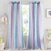 imageNICETOWN Kids Girls Bedroom Pink Curtains Star Cutout Blackout with White Sheer Pastel Nursery Window Curtain Panels for Thanksgiving Lavender Pink 2Pcs W52 x L84Teal  Purple