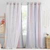 imageNICETOWN Kids Girls Bedroom Pink Curtains Star Cutout Blackout with White Sheer Pastel Nursery Window Curtain Panels for Thanksgiving Lavender Pink 2Pcs W52 x L84Pink  Grey