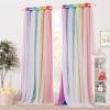 imageNICETOWN Kids Girls Bedroom Pink Curtains Star Cutout Blackout with White Sheer Pastel Nursery Window Curtain Panels for Thanksgiving Lavender Pink 2Pcs W52 x L84Rainbow2