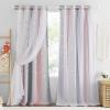 imageNICETOWN Kids Girls Bedroom Pink Curtains Star Cutout Blackout with White Sheer Pastel Nursery Window Curtain Panels for Thanksgiving Lavender Pink 2Pcs W52 x L84Pink  Grey