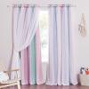 imageNICETOWN Kids Girls Bedroom Pink Curtains Star Cutout Blackout with White Sheer Pastel Nursery Window Curtain Panels for Thanksgiving Lavender Pink 2Pcs W52 x L84Purple  Blue  Pink