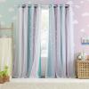imageNICETOWN Kids Girls Bedroom Pink Curtains Star Cutout Blackout with White Sheer Pastel Nursery Window Curtain Panels for Thanksgiving Lavender Pink 2Pcs W52 x L84Teal  Purple