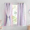 imageNICETOWN Kids Girls Bedroom Pink Curtains Star Cutout Blackout with White Sheer Pastel Nursery Window Curtain Panels for Thanksgiving Lavender Pink 2Pcs W52 x L84Purple  Blue  Pink