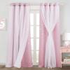 imageNICETOWN Kids Girls Bedroom Pink Curtains Star Cutout Blackout with White Sheer Pastel Nursery Window Curtain Panels for Thanksgiving Lavender Pink 2Pcs W52 x L84Lavender Pink
