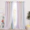 imageNICETOWN Kids Girls Bedroom Pink Curtains Star Cutout Blackout with White Sheer Pastel Nursery Window Curtain Panels for Thanksgiving Lavender Pink 2Pcs W52 x L84Rainbow1