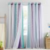 imageNICETOWN Kids Girls Bedroom Pink Curtains Star Cutout Blackout with White Sheer Pastel Nursery Window Curtain Panels for Thanksgiving Lavender Pink 2Pcs W52 x L84Teal  Purple