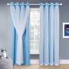 imageNICETOWN Kids Girls Bedroom Pink Curtains Star Cutout Blackout with White Sheer Pastel Nursery Window Curtain Panels for Thanksgiving Lavender Pink 2Pcs W52 x L84Blue
