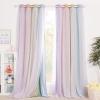 imageNICETOWN Kids Girls Bedroom Pink Curtains Star Cutout Blackout with White Sheer Pastel Nursery Window Curtain Panels for Thanksgiving Lavender Pink 2Pcs W52 x L84Rainbow1