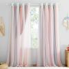 imageNICETOWN Kids Girls Bedroom Pink Curtains Star Cutout Blackout with White Sheer Pastel Nursery Window Curtain Panels for Thanksgiving Lavender Pink 2Pcs W52 x L84Ombre Sheer  Pink  Grey