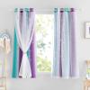 imageNICETOWN Kids Girls Bedroom Pink Curtains Star Cutout Blackout with White Sheer Pastel Nursery Window Curtain Panels for Thanksgiving Lavender Pink 2Pcs W52 x L84Teal  Purple