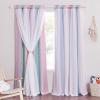 imageNICETOWN Kids Girls Bedroom Pink Curtains Star Cutout Blackout with White Sheer Pastel Nursery Window Curtain Panels for Thanksgiving Lavender Pink 2Pcs W52 x L84Purple  Blue  Pink