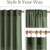 imageNICETOWN Kitchen Curtain Over Sink Window Set Farmhouse 24 Inch Length Small Bathroom Back Tab Pocket Linen Rustic Short Curtain Tier for Laundry Bay Window 55x24 Nautal Beige 1 PairForest Green