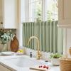 imageNICETOWN Kitchen Curtain Over Sink Window Set Farmhouse 24 Inch Length Small Bathroom Back Tab Pocket Linen Rustic Short Curtain Tier for Laundry Bay Window 55x24 Nautal Beige 1 PairSage Green