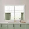 imageNICETOWN Kitchen Curtain Over Sink Window Set Farmhouse 24 Inch Length Small Bathroom Back Tab Pocket Linen Rustic Short Curtain Tier for Laundry Bay Window 55x24 Nautal Beige 1 PairSage Green