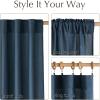 imageNICETOWN Kitchen Curtain Over Sink Window Set Farmhouse 24 Inch Length Small Bathroom Back Tab Pocket Linen Rustic Short Curtain Tier for Laundry Bay Window 55x24 Nautal Beige 1 PairNavy Blue