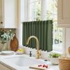 imageNICETOWN Kitchen Curtain Over Sink Window Set Farmhouse 24 Inch Length Small Bathroom Back Tab Pocket Linen Rustic Short Curtain Tier for Laundry Bay Window 55x24 Nautal Beige 1 PairForest Green
