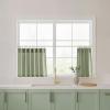 imageNICETOWN Kitchen Curtain Over Sink Window Set Farmhouse 24 Inch Length Small Bathroom Back Tab Pocket Linen Rustic Short Curtain Tier for Laundry Bay Window 55x24 Nautal Beige 1 PairSage Green