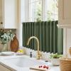 imageNICETOWN Kitchen Curtain Over Sink Window Set Farmhouse 24 Inch Length Small Bathroom Back Tab Pocket Linen Rustic Short Curtain Tier for Laundry Bay Window 55x24 Nautal Beige 1 PairForest Green