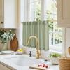 imageNICETOWN Kitchen Curtain Over Sink Window Set Farmhouse 24 Inch Length Small Bathroom Back Tab Pocket Linen Rustic Short Curtain Tier for Laundry Bay Window 55x24 Nautal Beige 1 PairSage Green