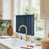 imageNICETOWN Kitchen Curtain Over Sink Window Set Farmhouse 24 Inch Length Small Bathroom Back Tab Pocket Linen Rustic Short Curtain Tier for Laundry Bay Window 55x24 Nautal Beige 1 PairNavy Blue